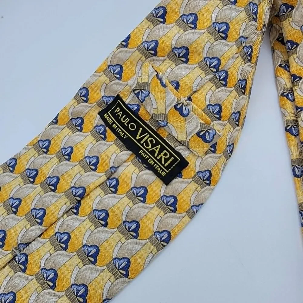 Paulo Visari Men's Silk Necktie Made in Italy Multicolor Size 56 x 3.75